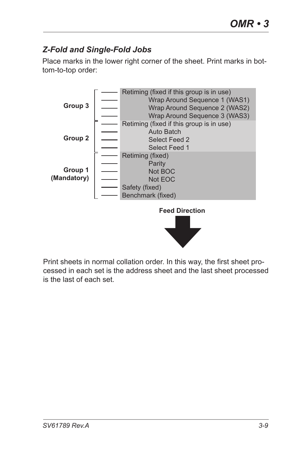 Omr • 3, Z-fold and single-fold jobs | Pitney Bowes DI380 OfficeRight Systems User Manual | Page 49 / 104