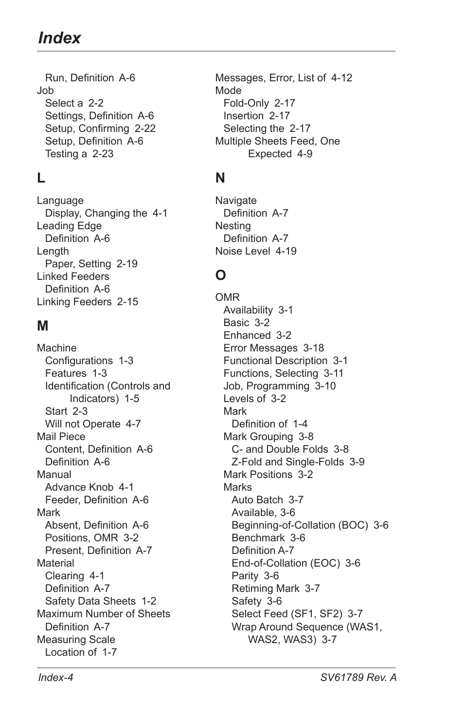 Index | Pitney Bowes DI380 OfficeRight Systems User Manual | Page 98 / 104