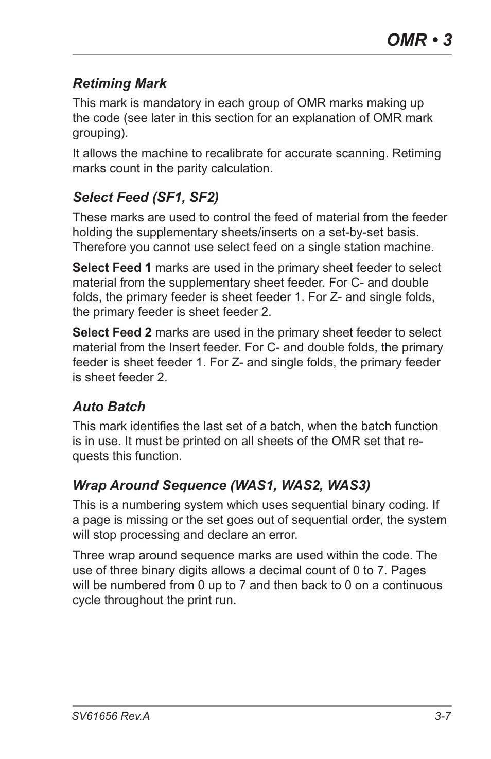 Omr • 3 | Pitney Bowes DI425 FastPac Inserting Systems User Manual | Page 45 / 100