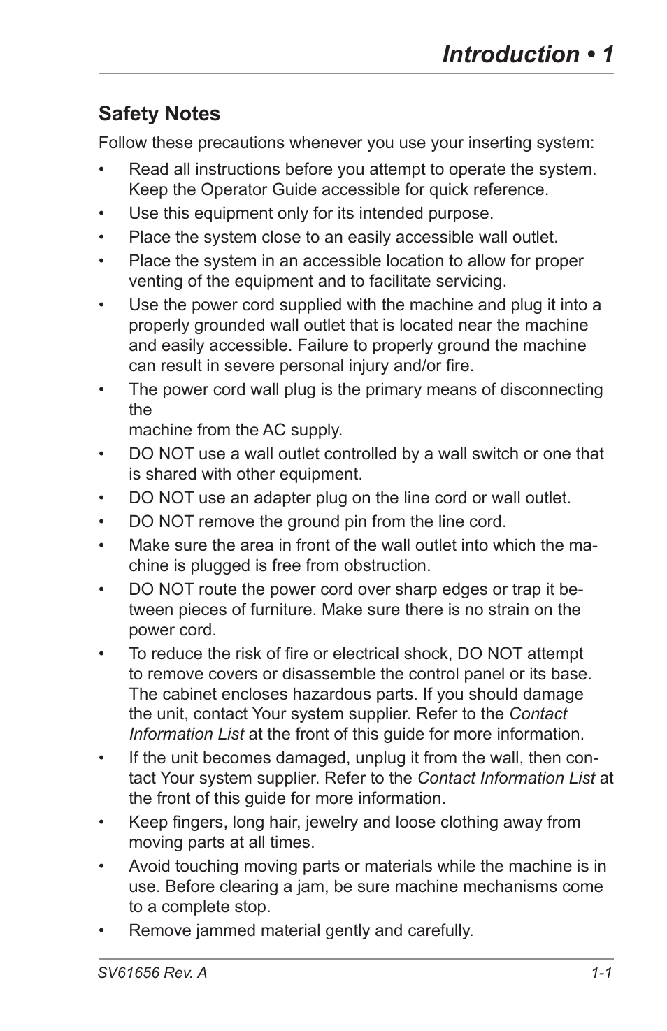 Introduction, Safety notes, Introduction • 1 | Pitney Bowes DI425 FastPac Inserting Systems User Manual | Page 7 / 100