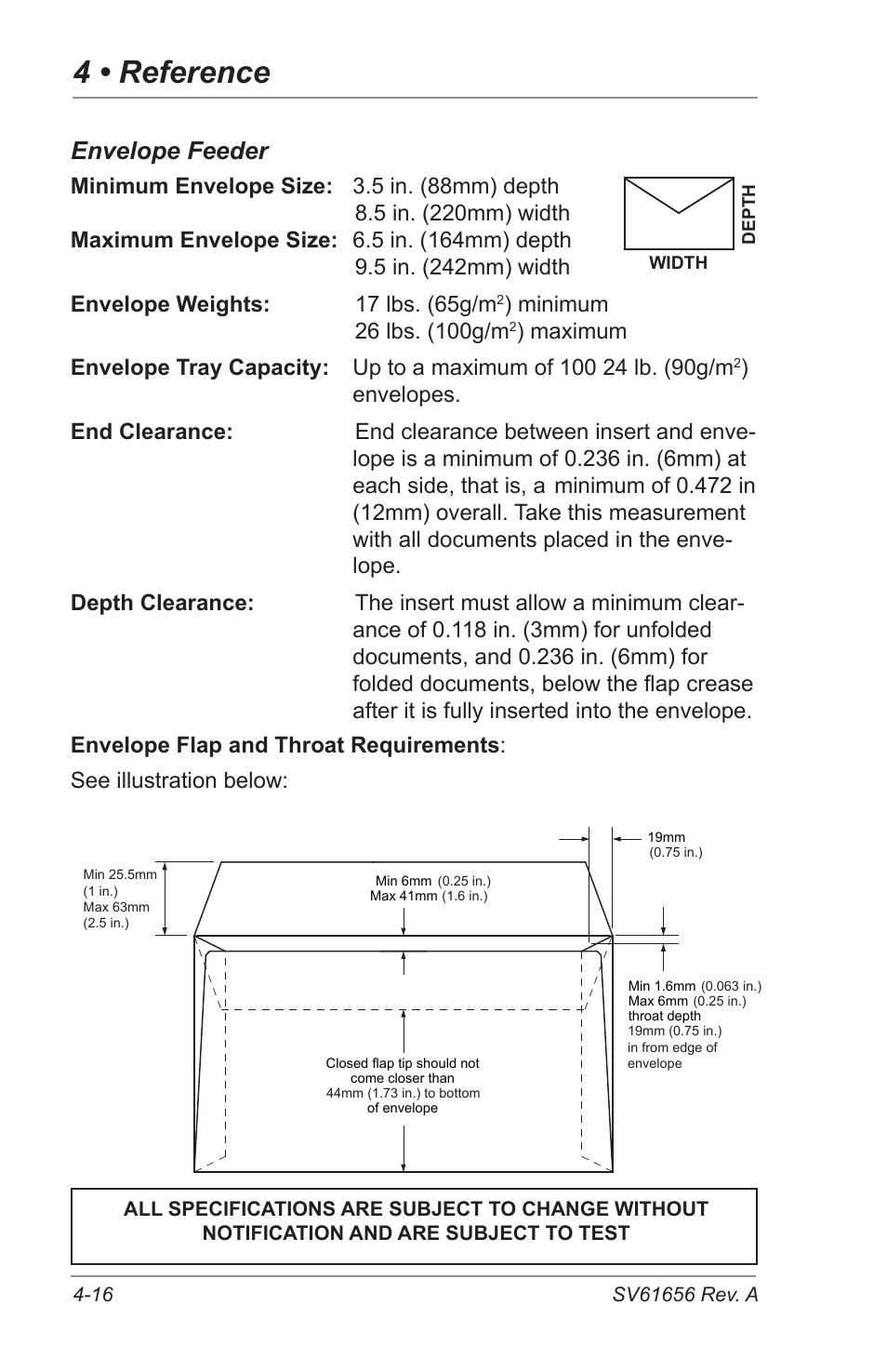 4 • reference, Envelope feeder | Pitney Bowes DI425 FastPac Inserting Systems User Manual | Page 74 / 100