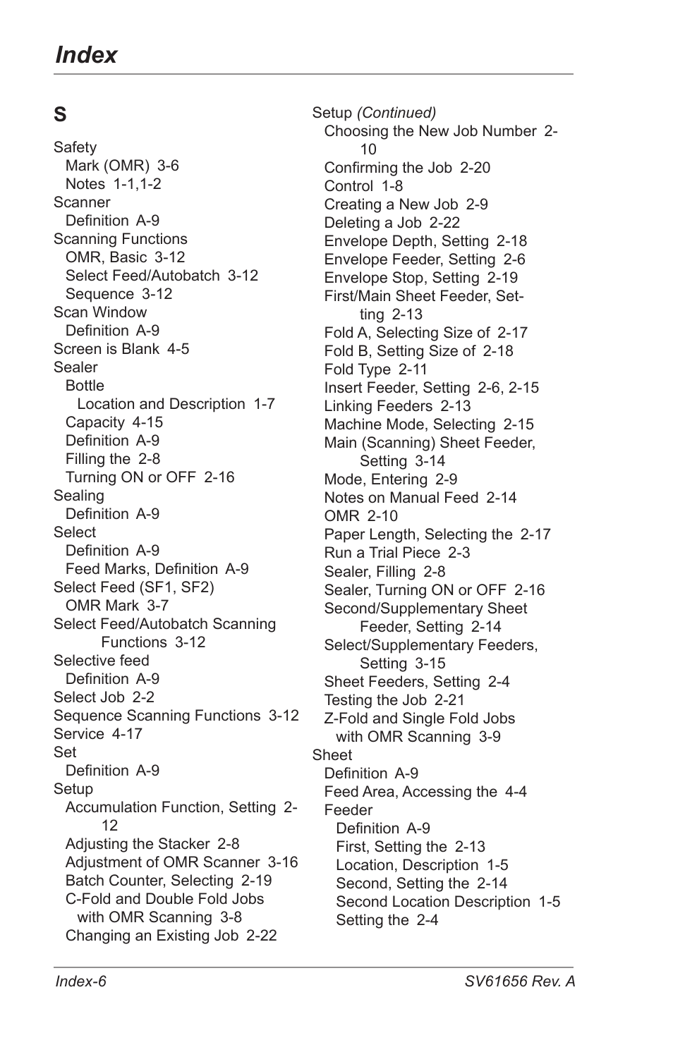 Index | Pitney Bowes DI425 FastPac Inserting Systems User Manual | Page 96 / 100