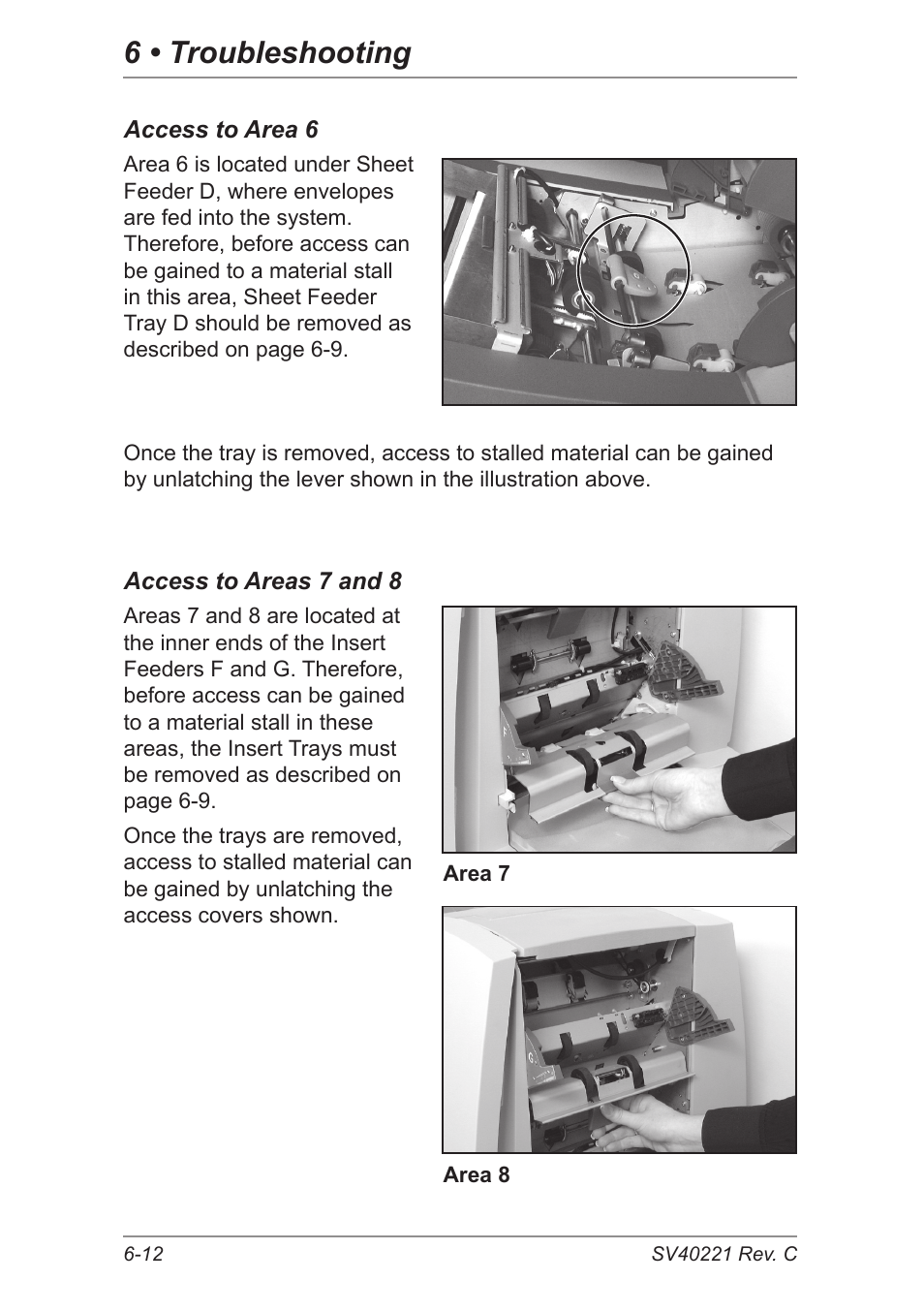 6 • troubleshooting | Pitney Bowes DI600 Inserting System User Manual | Page 100 / 128