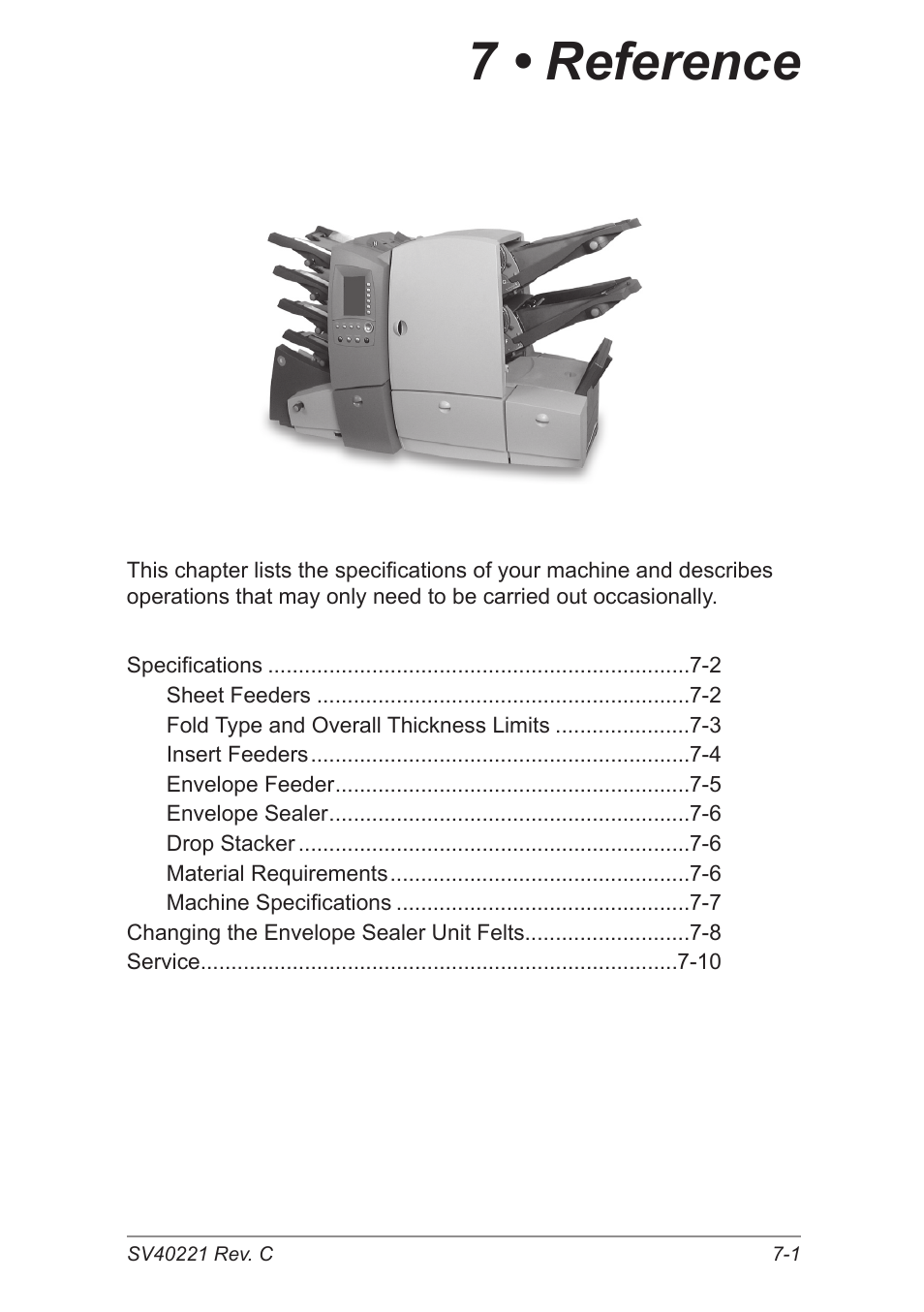 7 • reference | Pitney Bowes DI600 Inserting System User Manual | Page 105 / 128