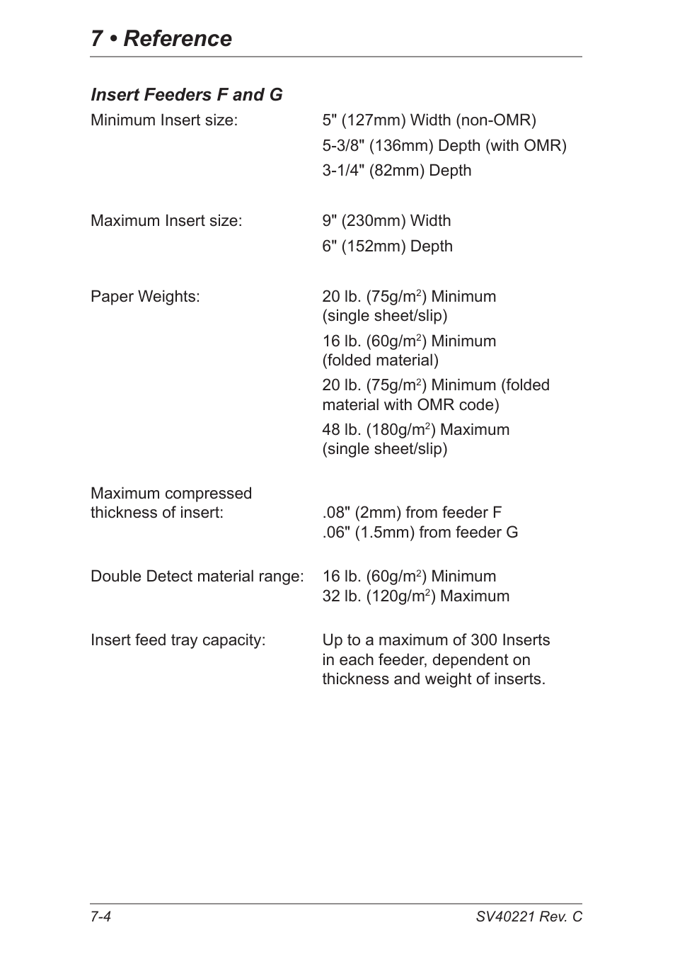7 • reference | Pitney Bowes DI600 Inserting System User Manual | Page 108 / 128