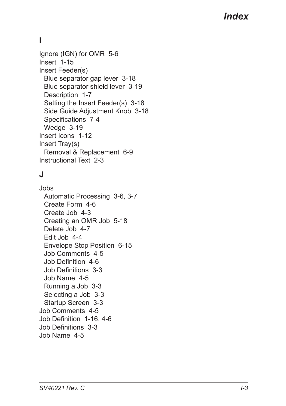 Index | Pitney Bowes DI600 Inserting System User Manual | Page 119 / 128