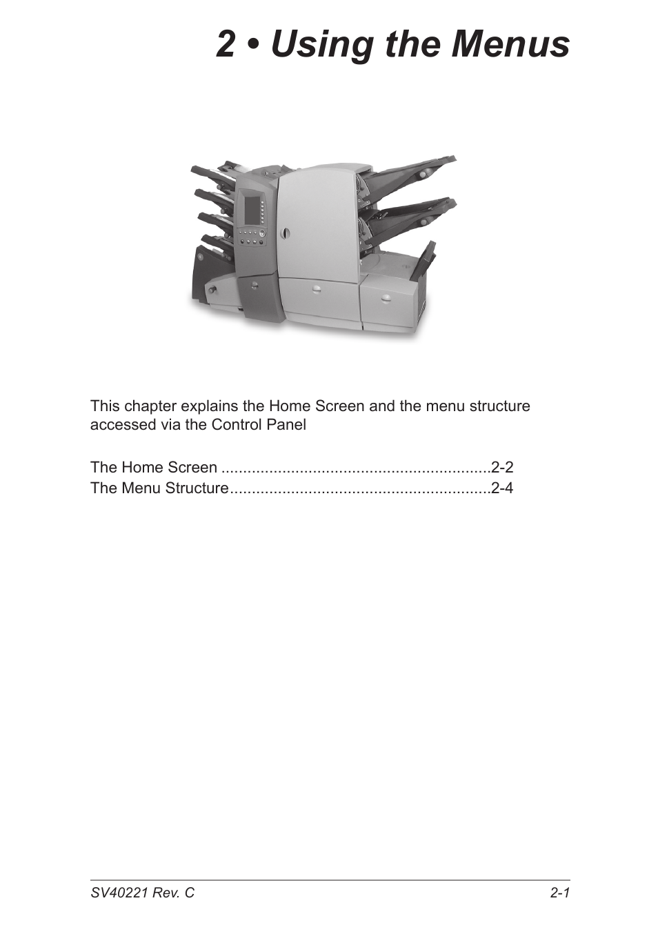 2 • using the menus | Pitney Bowes DI600 Inserting System User Manual | Page 25 / 128