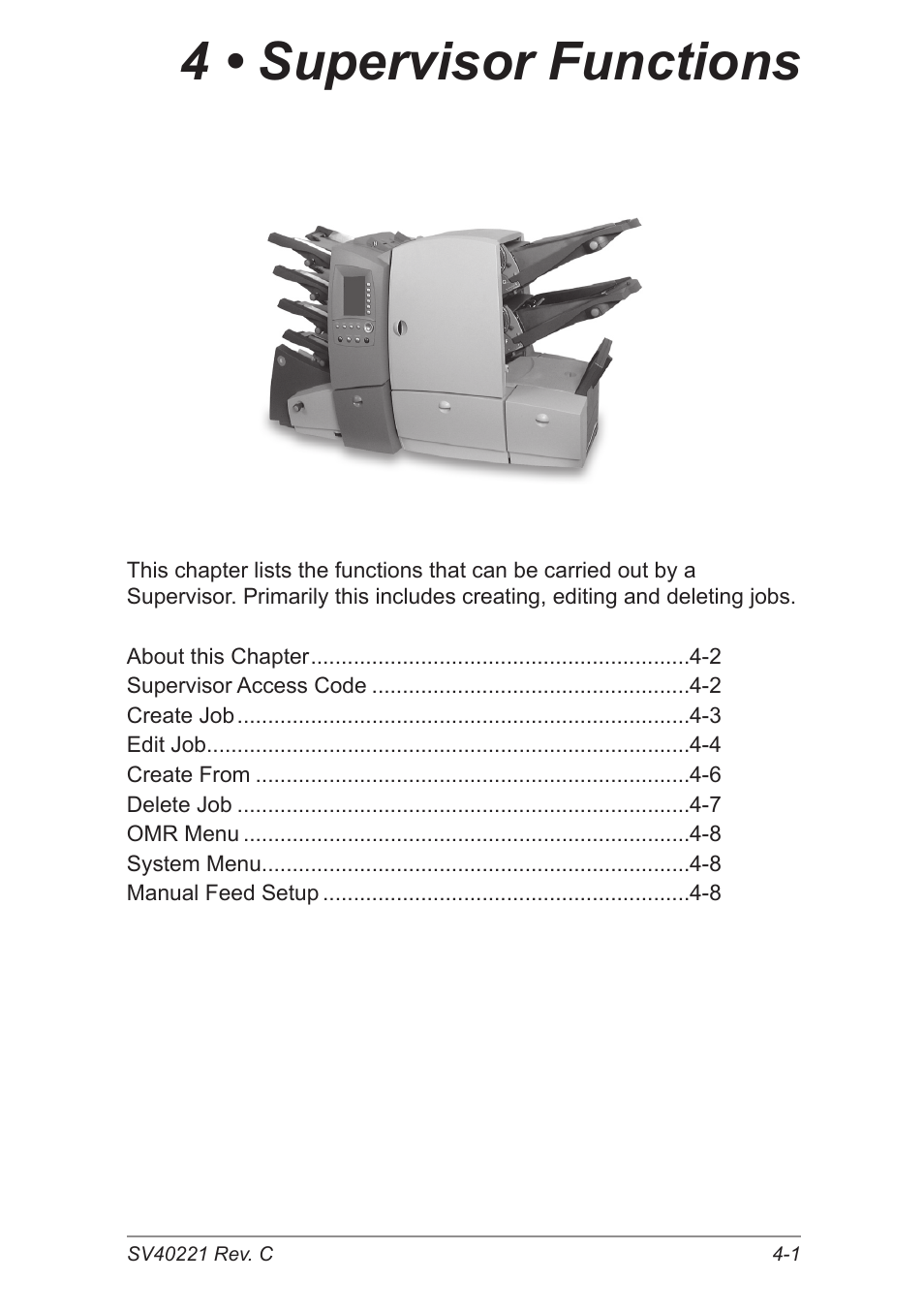 4 • supervisor functions | Pitney Bowes DI600 Inserting System User Manual | Page 53 / 128