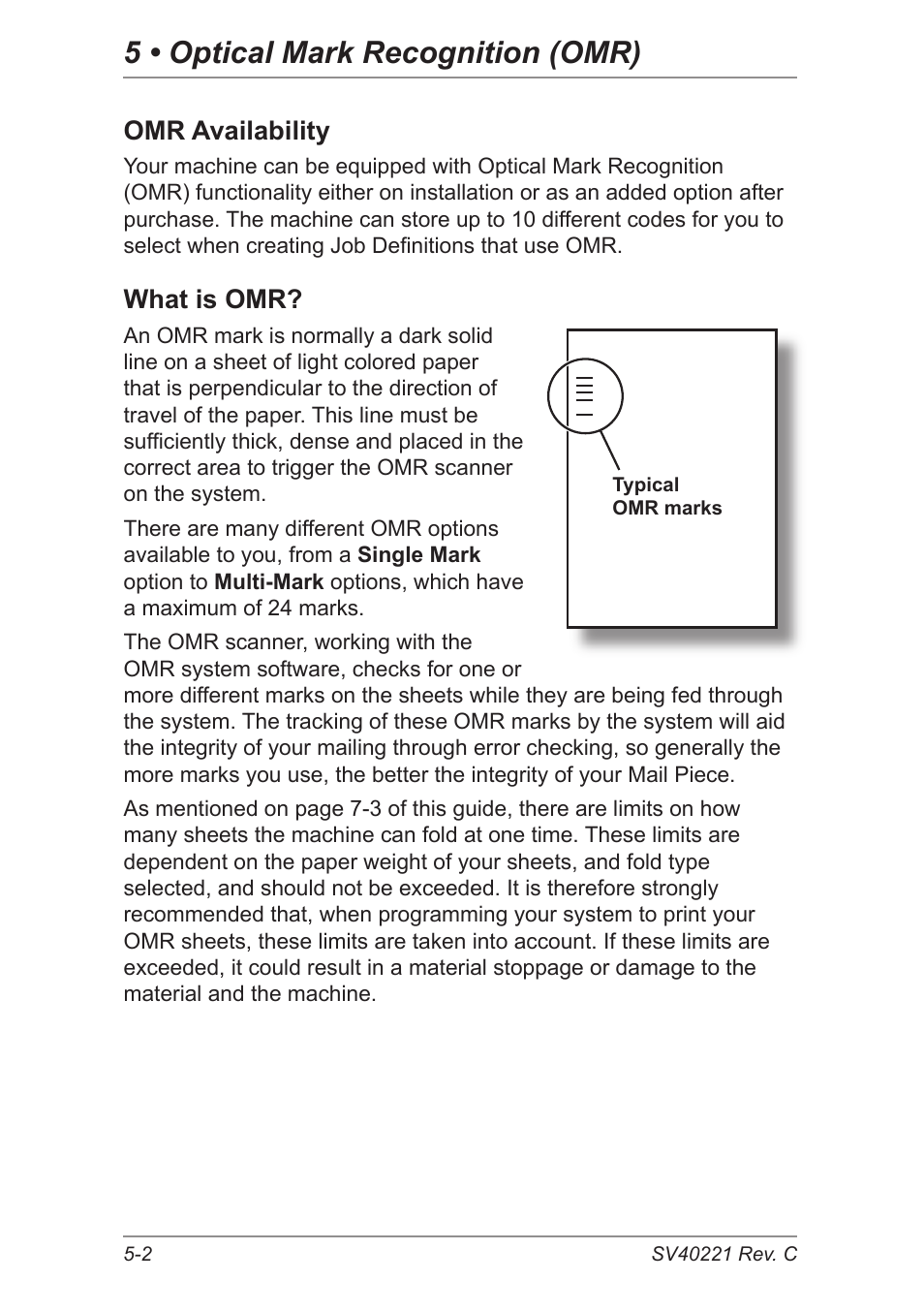 Omr availability, What is omr, 5 • optical mark recognition (omr) | Pitney Bowes DI600 Inserting System User Manual | Page 62 / 128