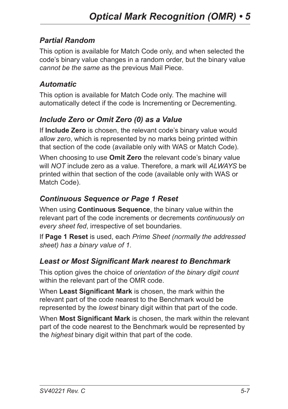 Optical mark recognition (omr) • 5 | Pitney Bowes DI600 Inserting System User Manual | Page 67 / 128