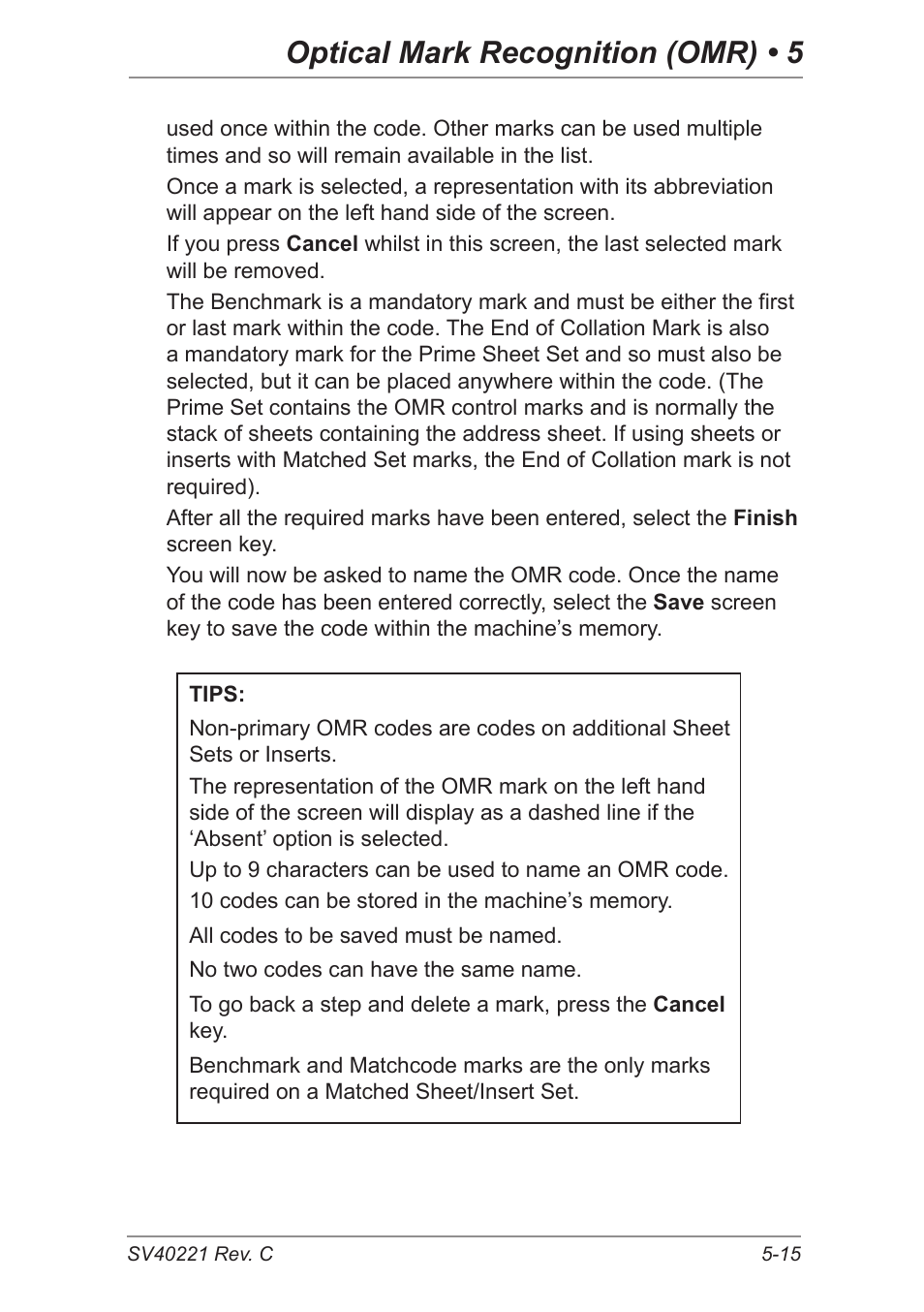 Optical mark recognition (omr) • 5 | Pitney Bowes DI600 Inserting System User Manual | Page 75 / 128