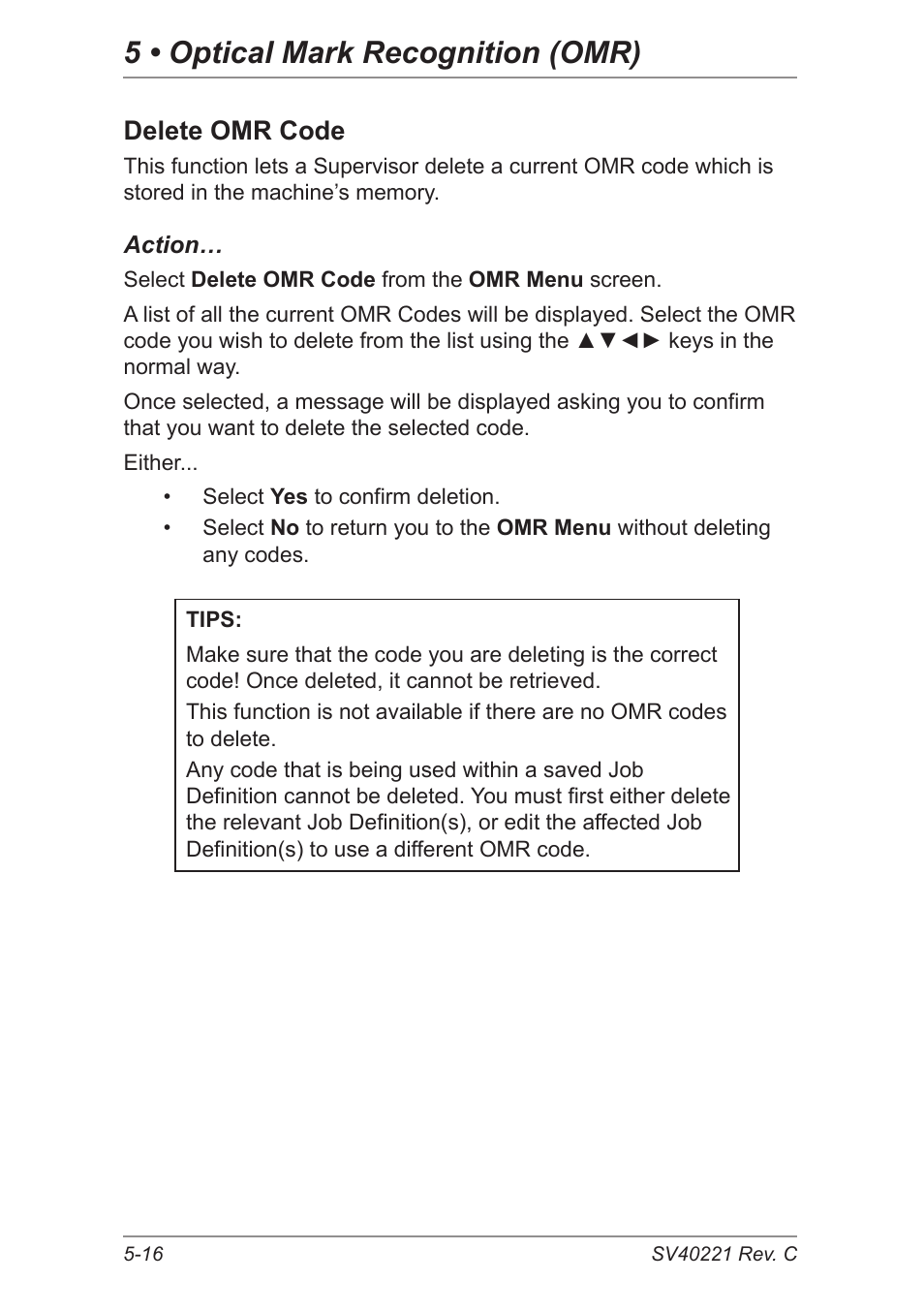 Delete omr code, 5 • optical mark recognition (omr) | Pitney Bowes DI600 Inserting System User Manual | Page 76 / 128