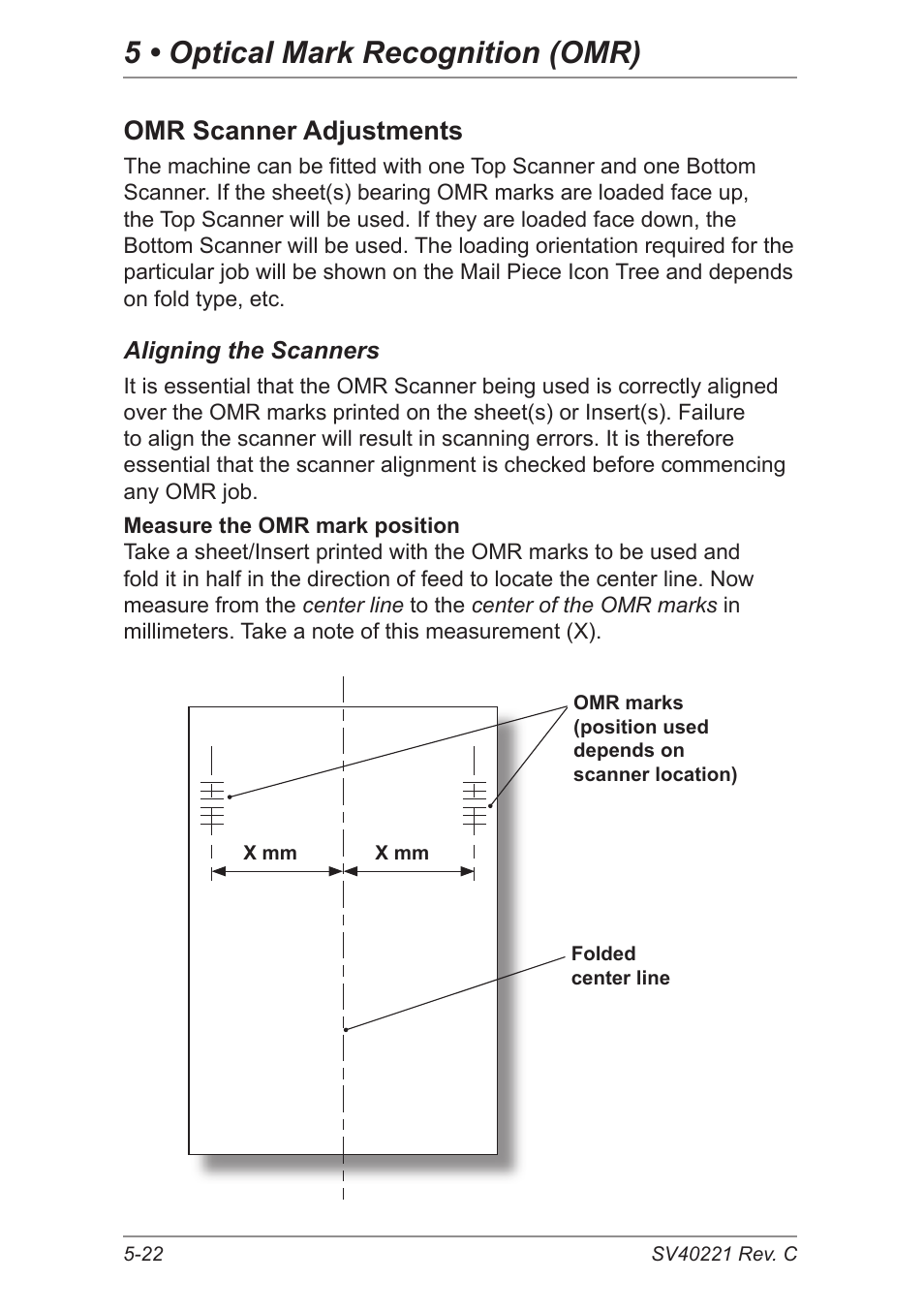 Omr scanner adjustments, 5 • optical mark recognition (omr) | Pitney Bowes DI600 Inserting System User Manual | Page 82 / 128