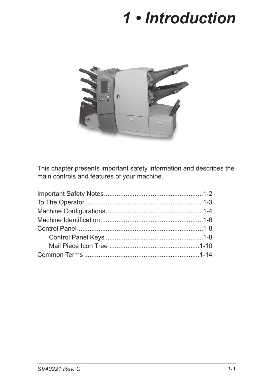 1 • introduction | Pitney Bowes DI600 Inserting System User Manual | Page 9 / 128