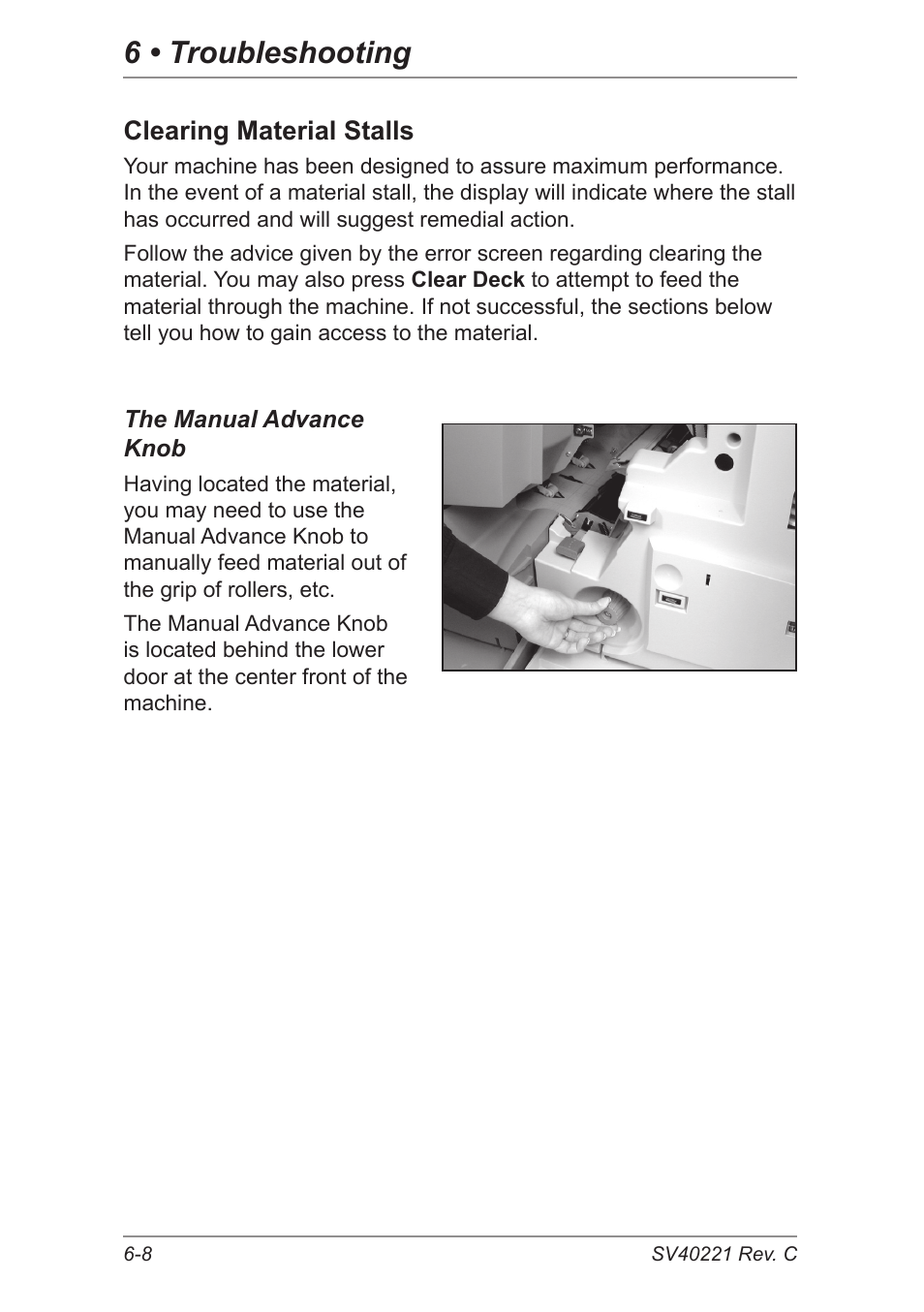 Clearing material stalls, 6 • troubleshooting | Pitney Bowes DI600 Inserting System User Manual | Page 96 / 128