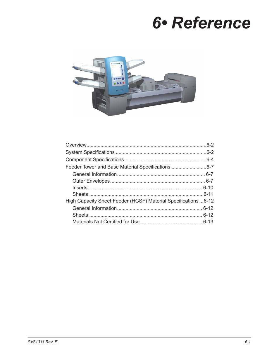 6• reference, Chapter 6, reference | Pitney Bowes DI950 FastPac Inserter User Manual | Page 113 / 196