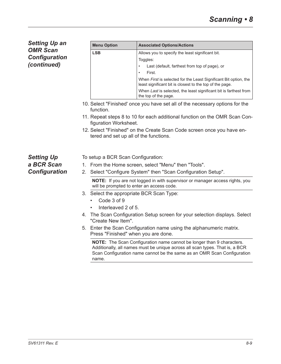 Setting up a bcr scan configuration, Setting up a bcr scan configuration -9, Ting up a bcr scan configuration in | Scanning • 8 | Pitney Bowes DI950 FastPac Inserter User Manual | Page 153 / 196