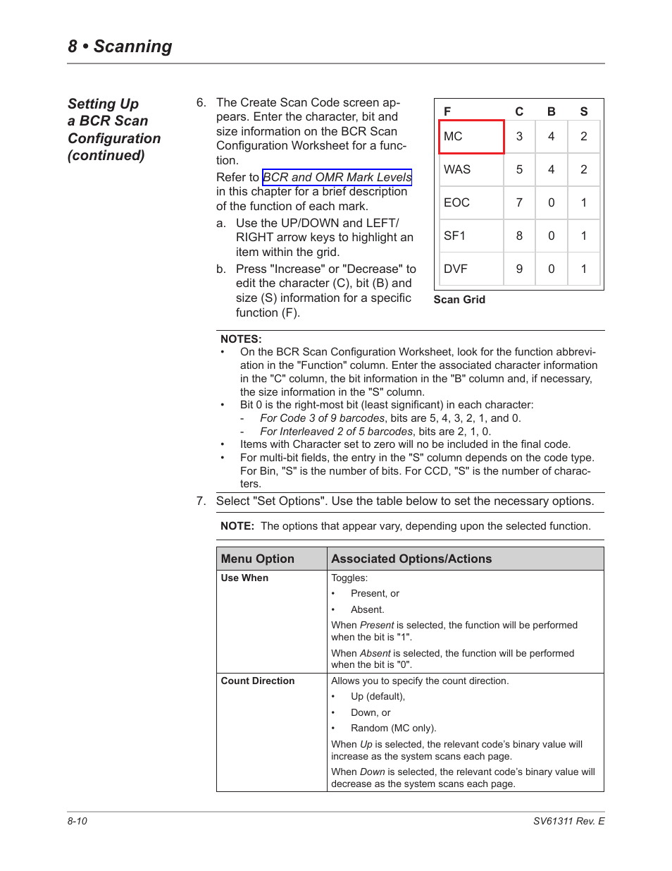 8 • scanning, Setting up a bcr scan configuration (continued) | Pitney Bowes DI950 FastPac Inserter User Manual | Page 154 / 196