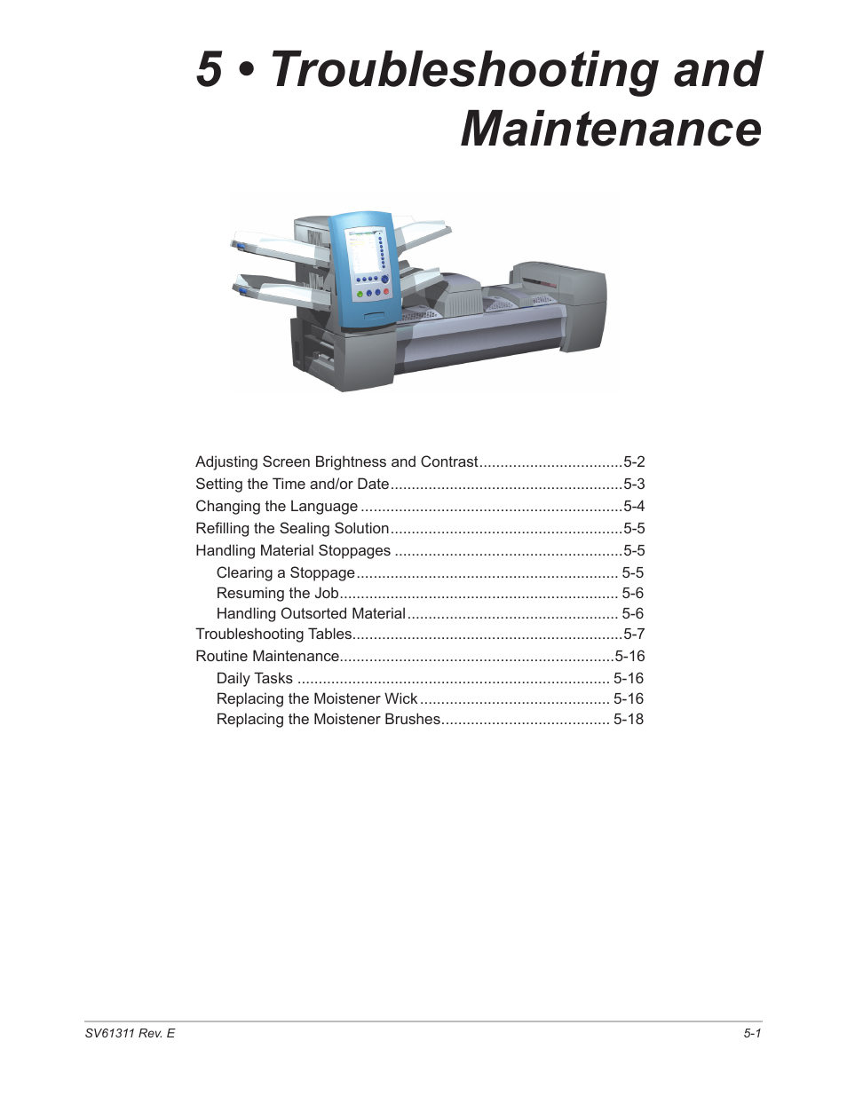 5 • troubleshooting and maintenance, Chapter 5, troubleshootng | Pitney Bowes DI950 FastPac Inserter User Manual | Page 93 / 196
