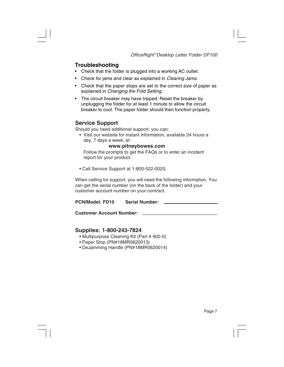 Pitney Bowes OfficeRight DF100 Desktop Folder User Manual | Page 7 / 8
