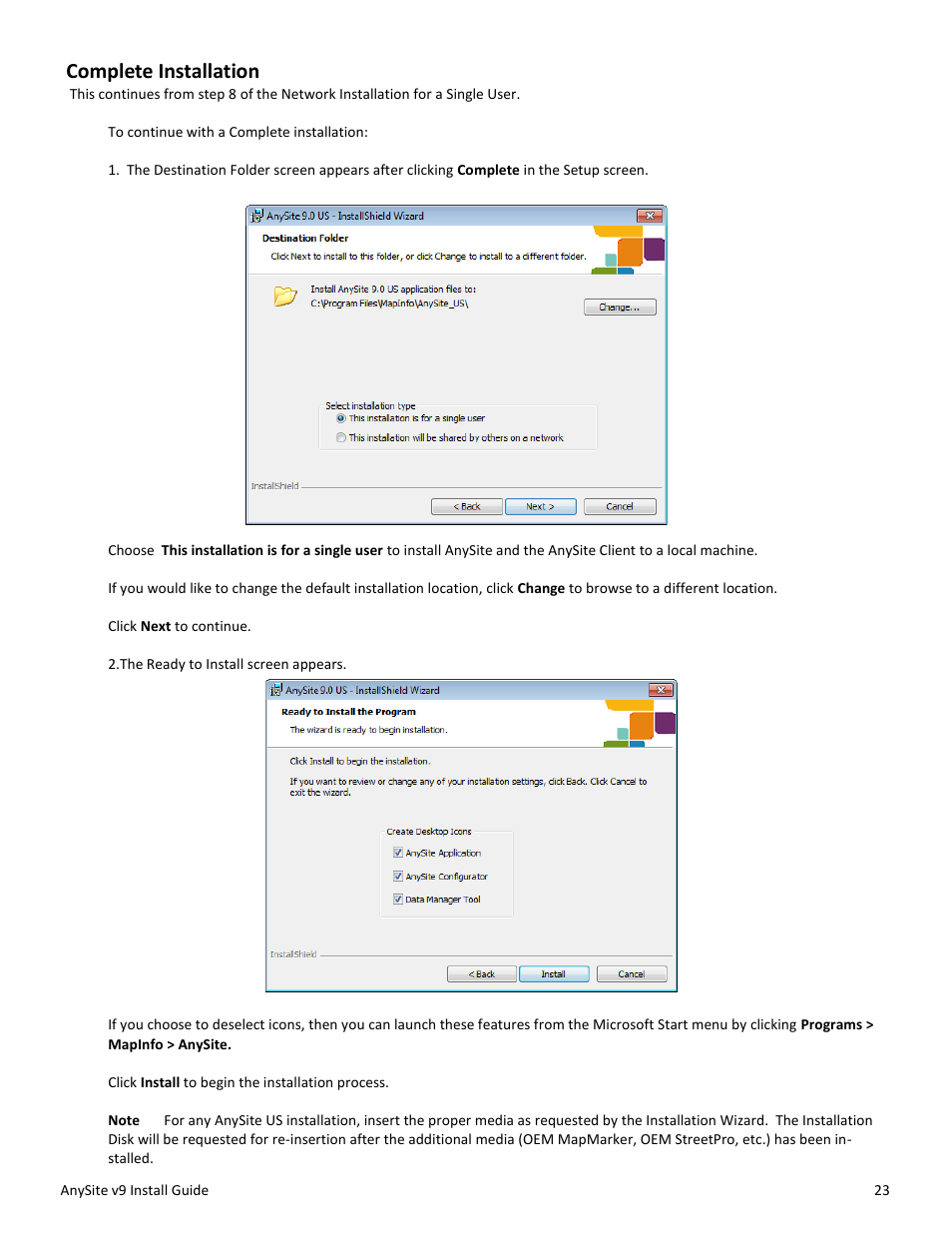 Complete installation | Pitney Bowes AnySite User Manual | Page 23 / 45