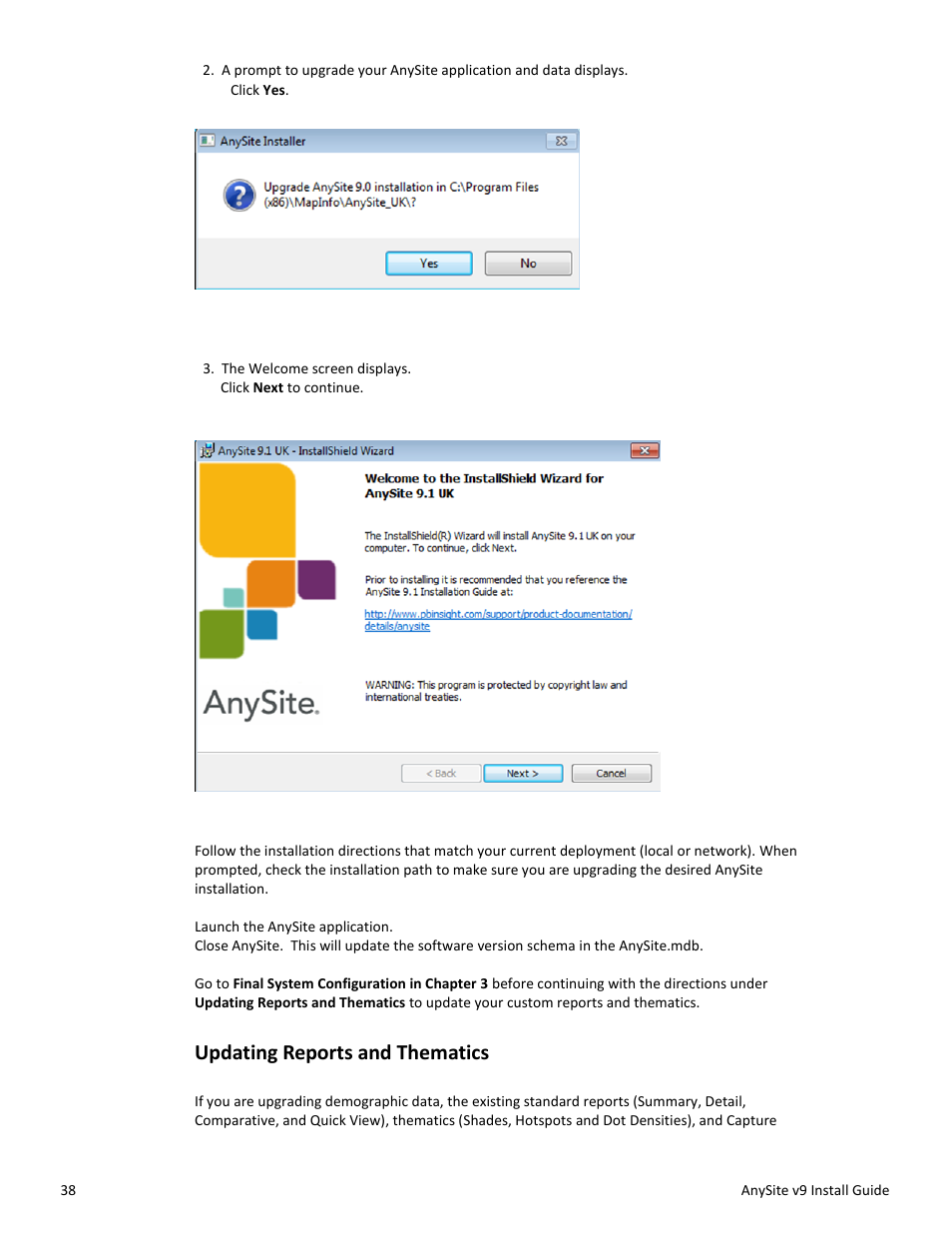 Updating reports and thematics | Pitney Bowes AnySite User Manual | Page 38 / 45