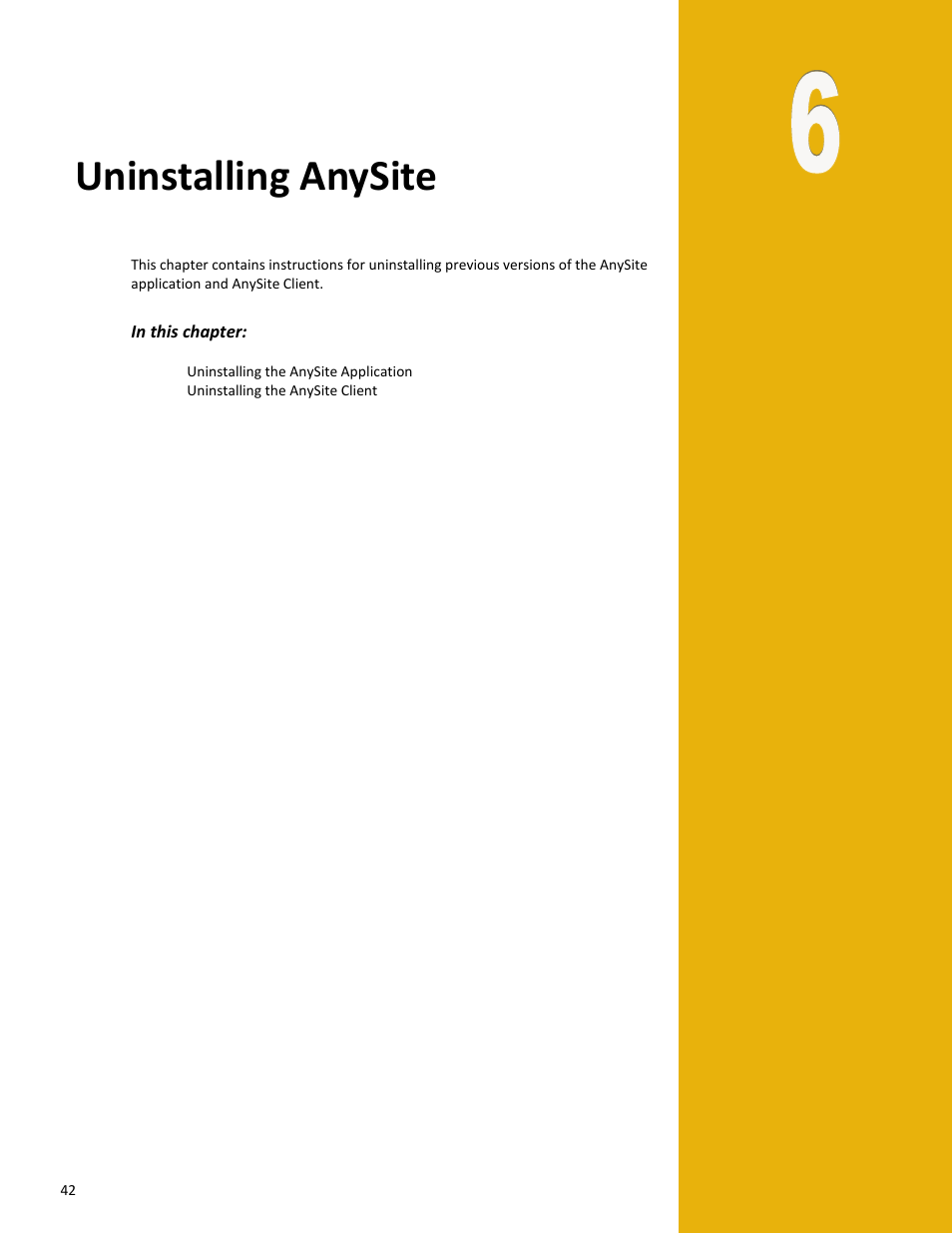 Uninstalling anysite | Pitney Bowes AnySite User Manual | Page 42 / 45