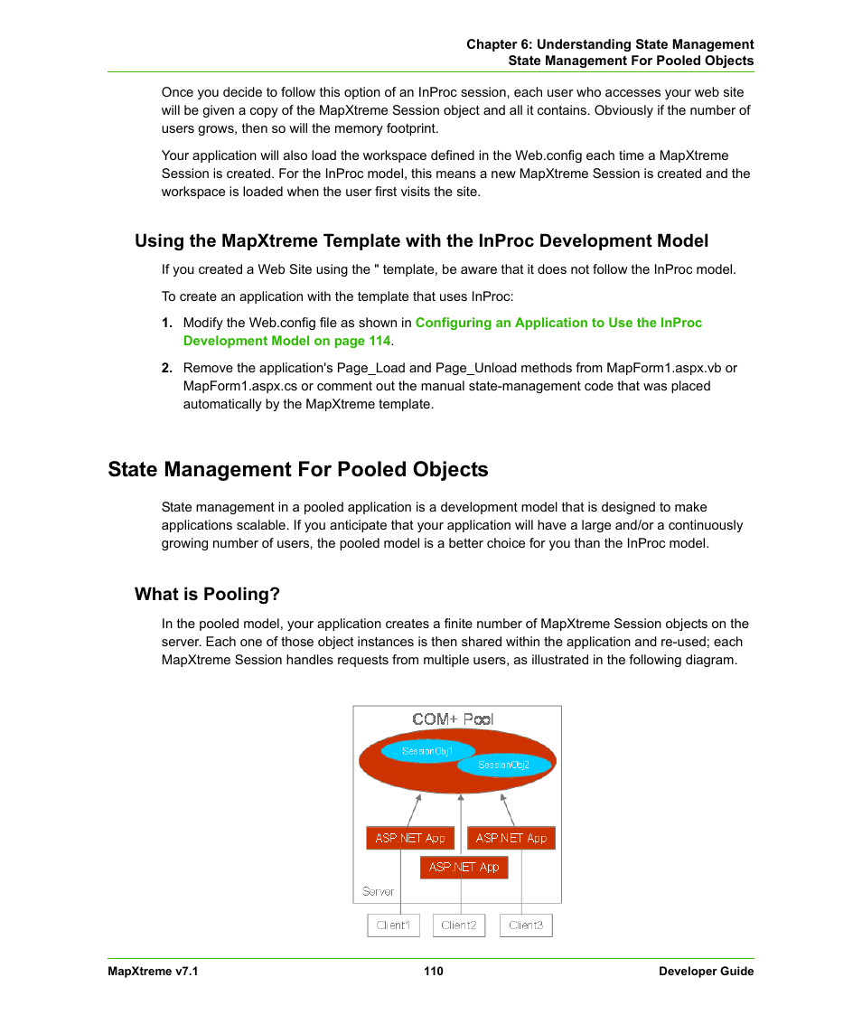 State management for pooled objects, What is pooling | Pitney Bowes MapXtreme User Manual | Page 110 / 640