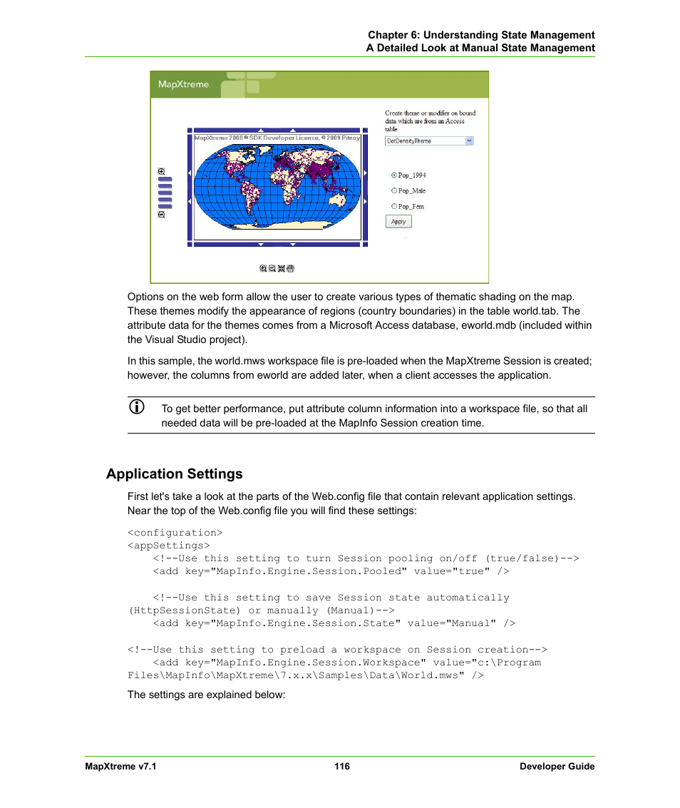 Application settings | Pitney Bowes MapXtreme User Manual | Page 116 / 640