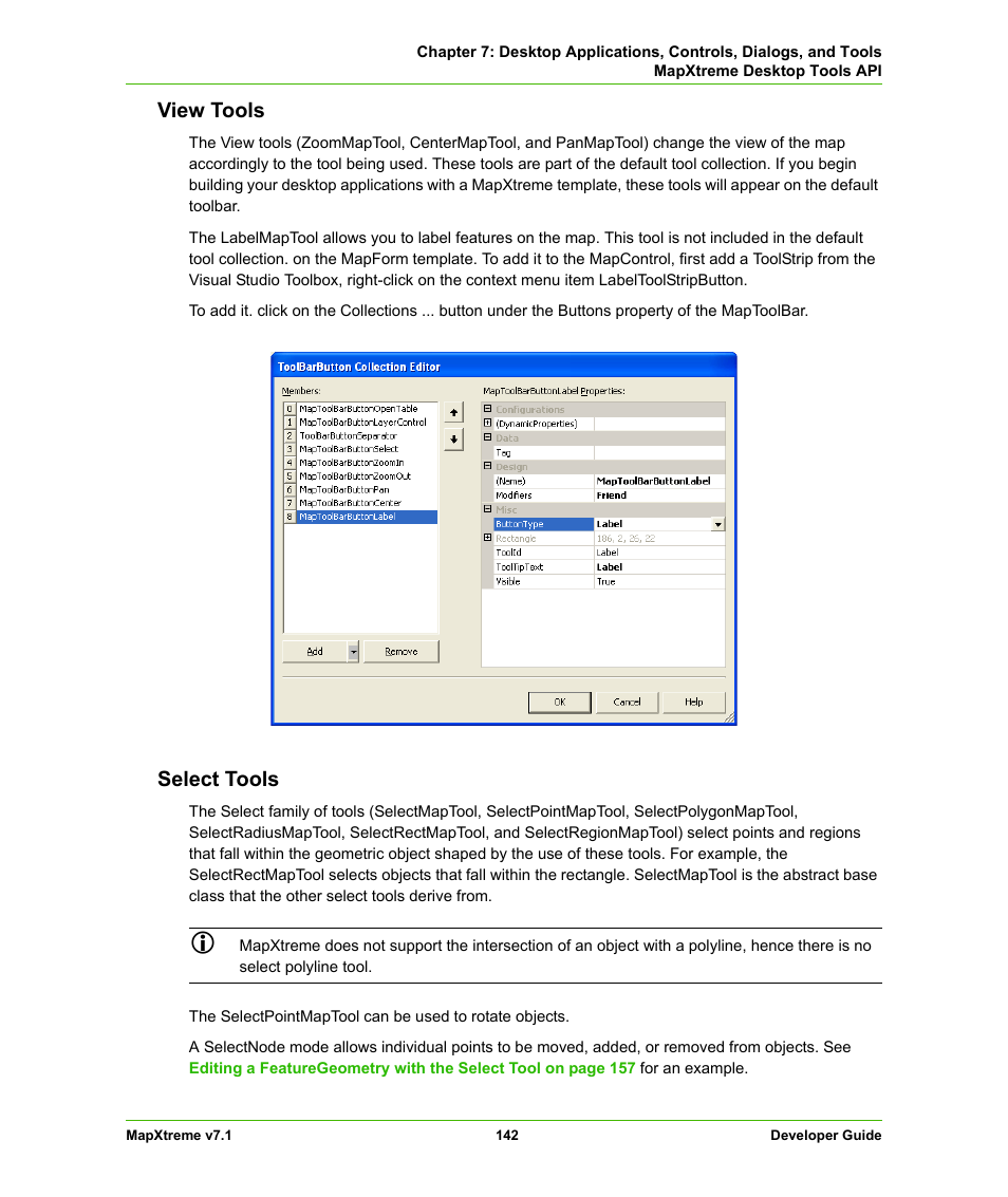 View tools, Select tools, View tools select tools | Pitney Bowes MapXtreme User Manual | Page 142 / 640