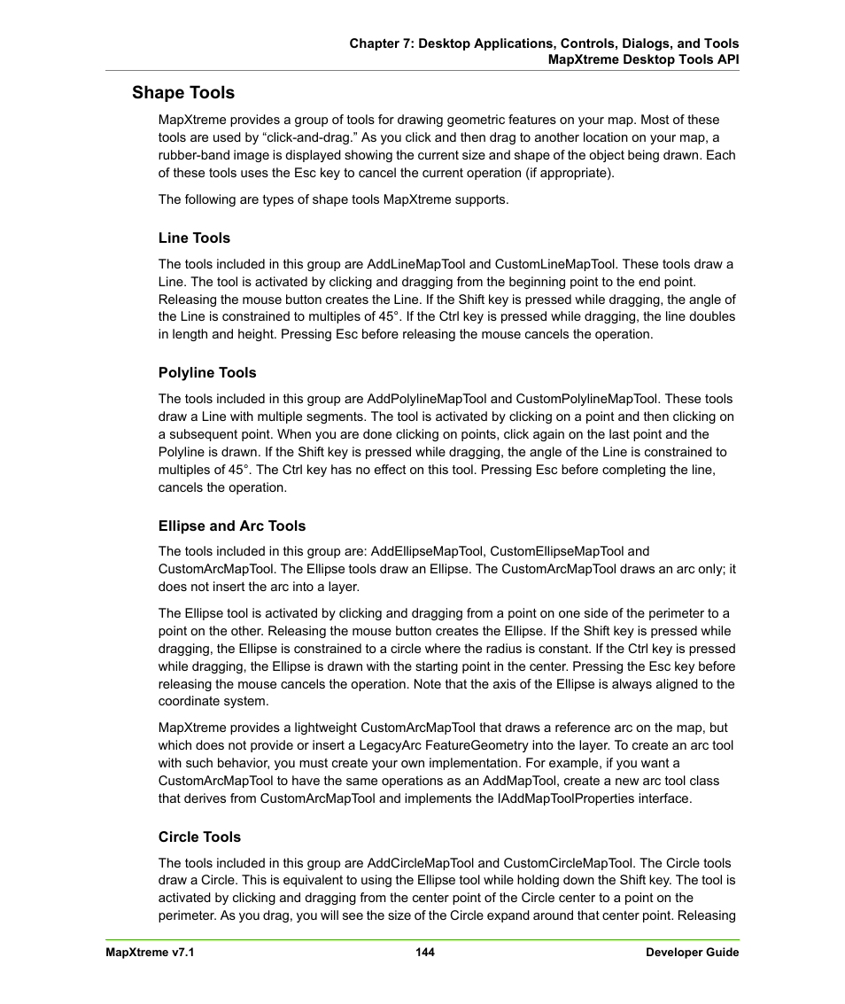 Shape tools | Pitney Bowes MapXtreme User Manual | Page 144 / 640