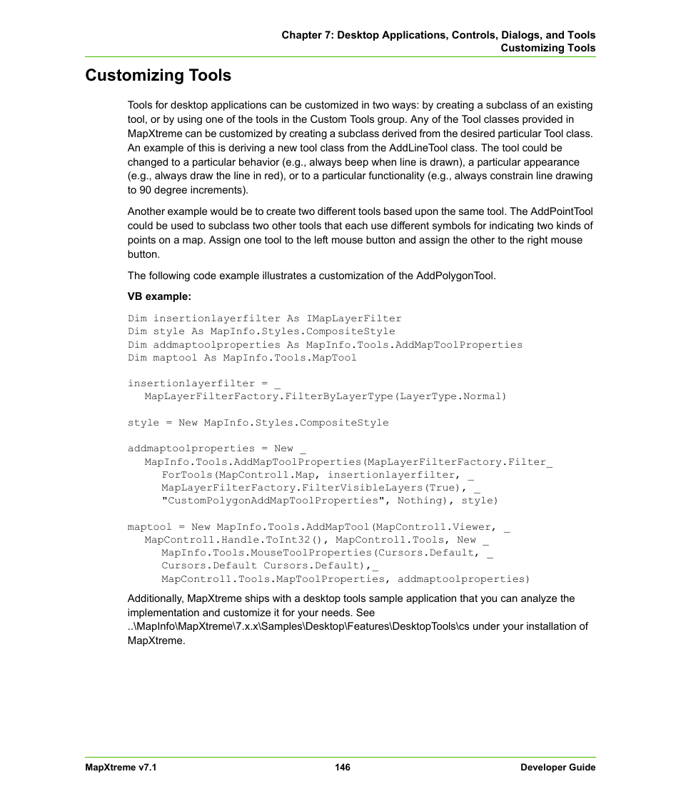 Customizing tools | Pitney Bowes MapXtreme User Manual | Page 146 / 640