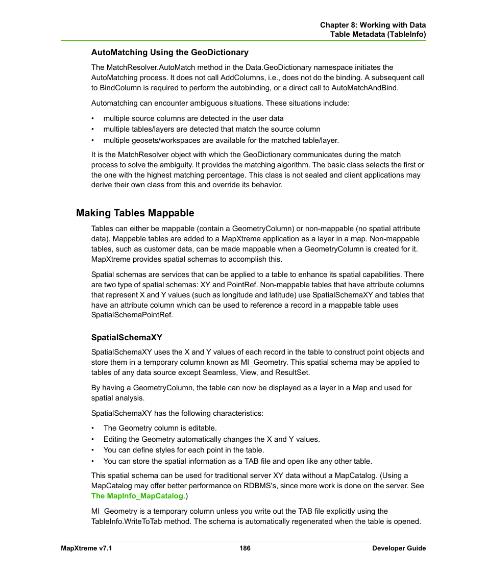 Making tables mappable | Pitney Bowes MapXtreme User Manual | Page 179 / 640