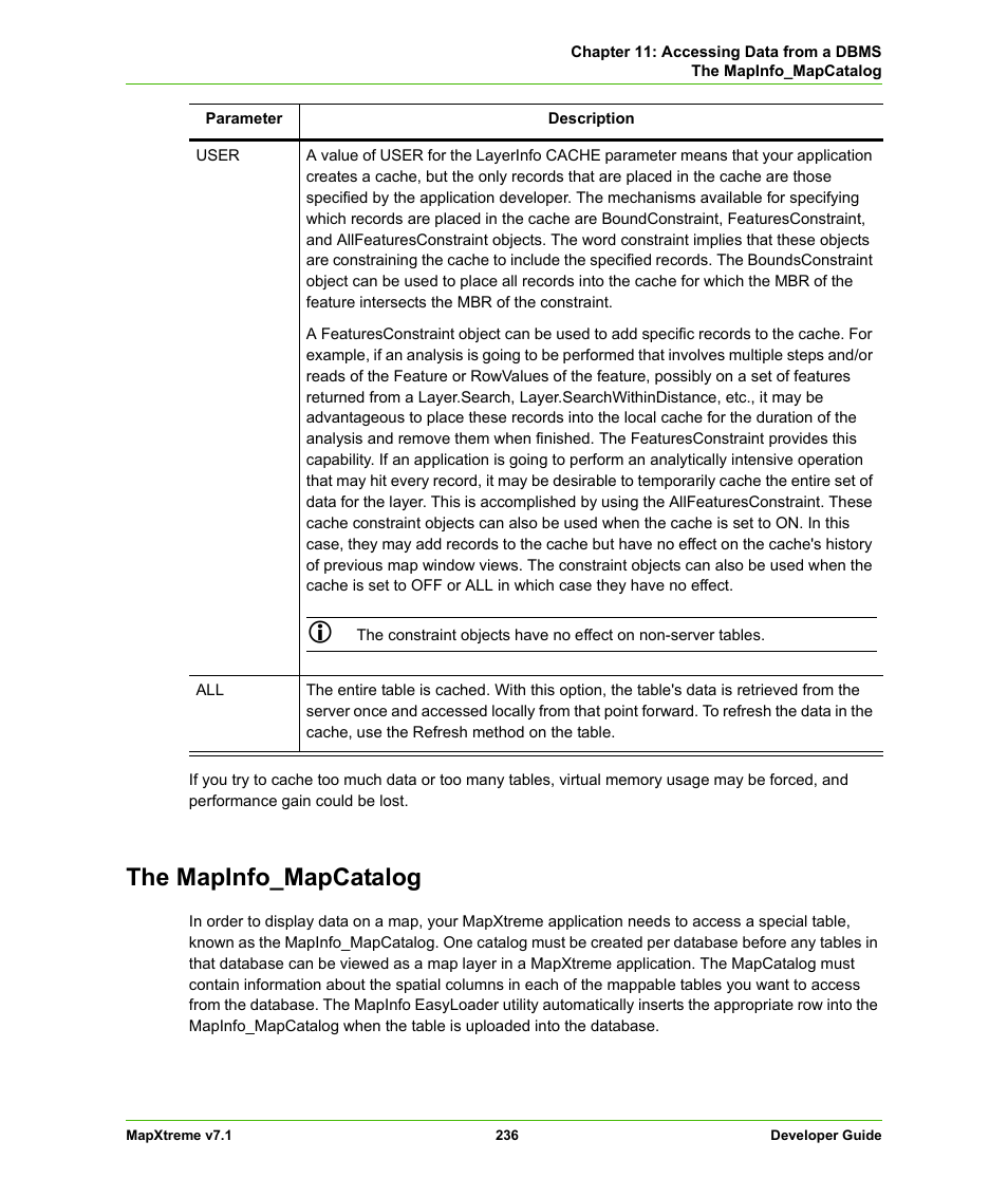 The mapinfo_mapcatalog | Pitney Bowes MapXtreme User Manual | Page 229 / 640