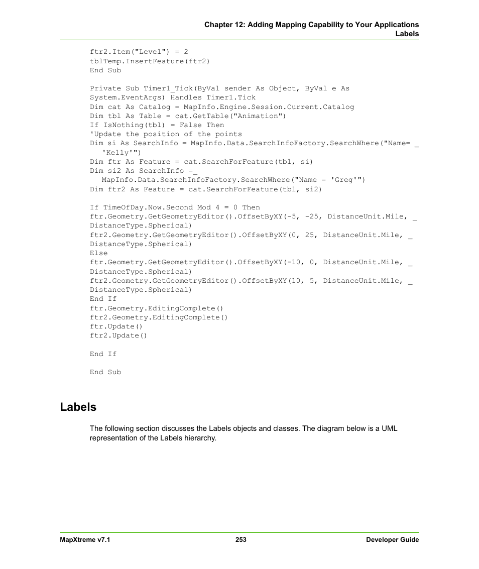 Labels | Pitney Bowes MapXtreme User Manual | Page 246 / 640
