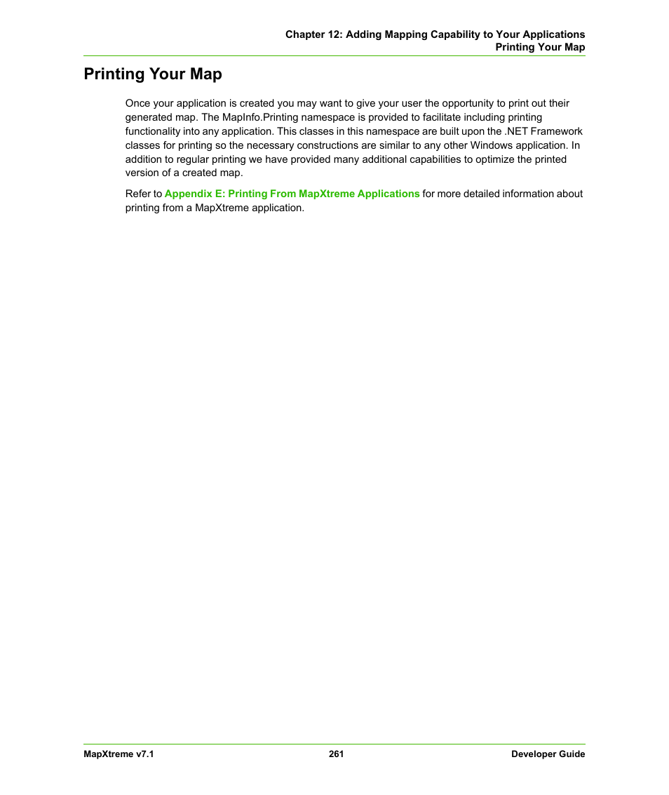 Printing your map | Pitney Bowes MapXtreme User Manual | Page 254 / 640