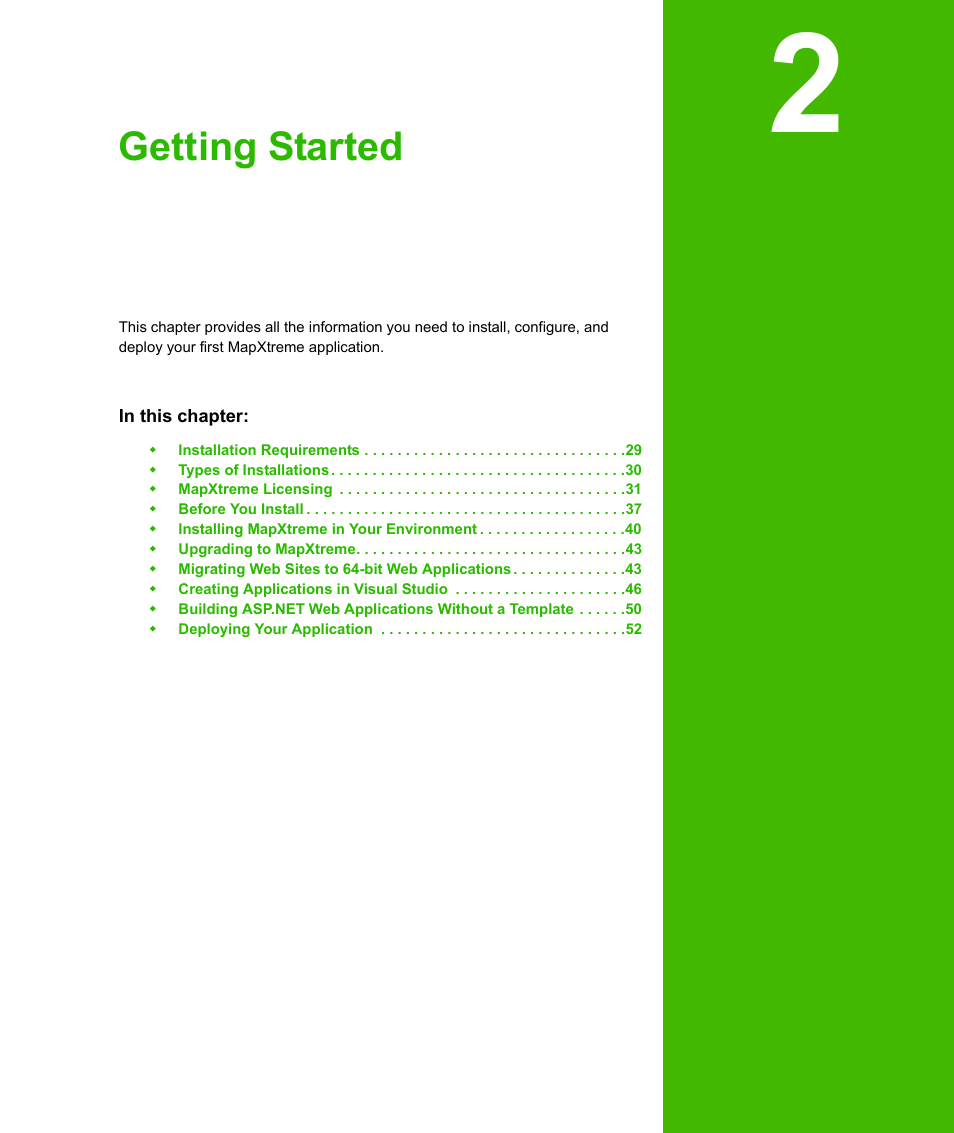 Chapter 2: getting started, Getting started | Pitney Bowes MapXtreme User Manual | Page 28 / 640