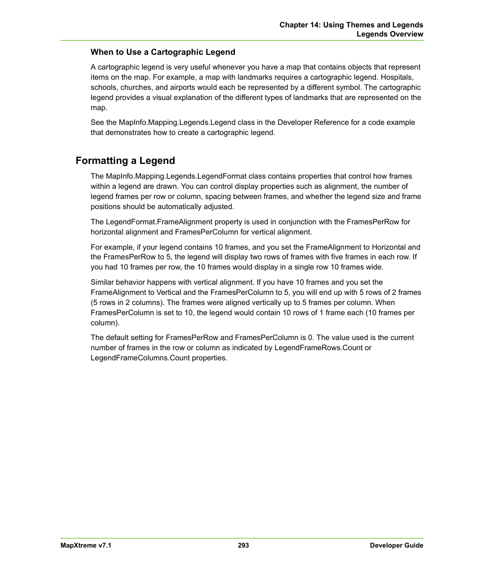 Formatting a legend | Pitney Bowes MapXtreme User Manual | Page 286 / 640