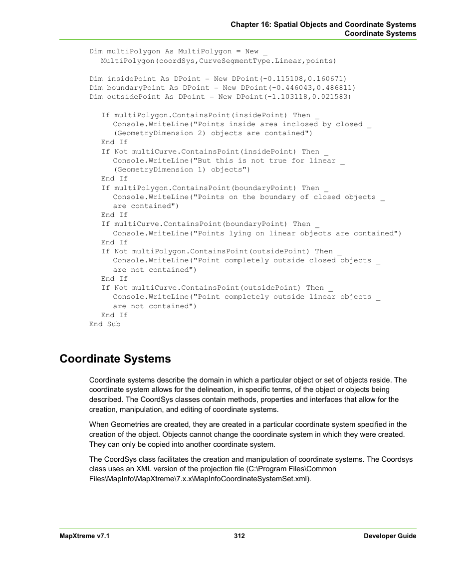 Coordinate systems | Pitney Bowes MapXtreme User Manual | Page 305 / 640