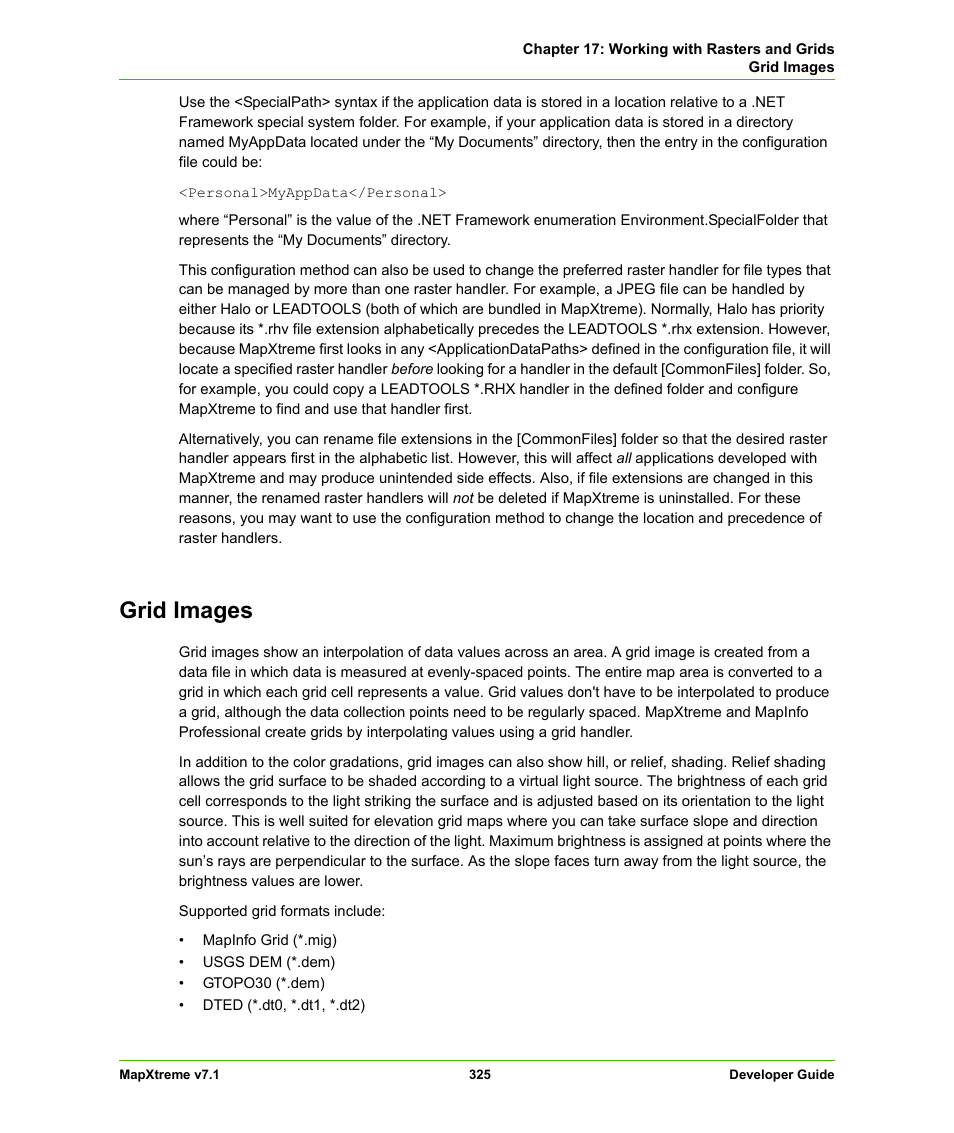Grid images | Pitney Bowes MapXtreme User Manual | Page 318 / 640