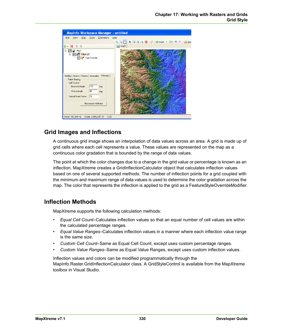 Grid images and inflections, Inflection methods, Grid images and inflections inflection methods | Pitney Bowes MapXtreme User Manual | Page 323 / 640