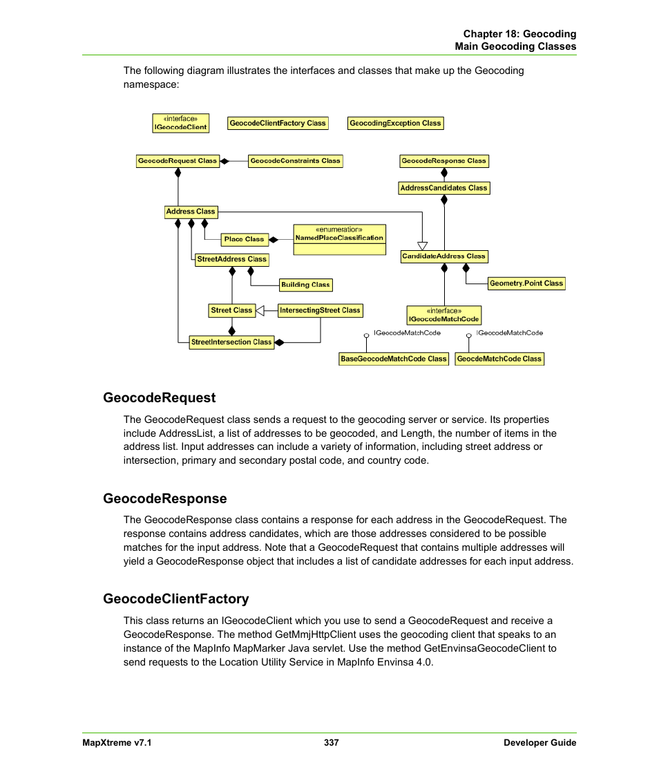Geocoderequest, Geocoderesponse, Geocodeclientfactory | Pitney Bowes MapXtreme User Manual | Page 330 / 640