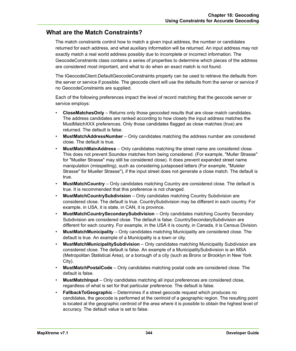 What are the match constraints | Pitney Bowes MapXtreme User Manual | Page 337 / 640
