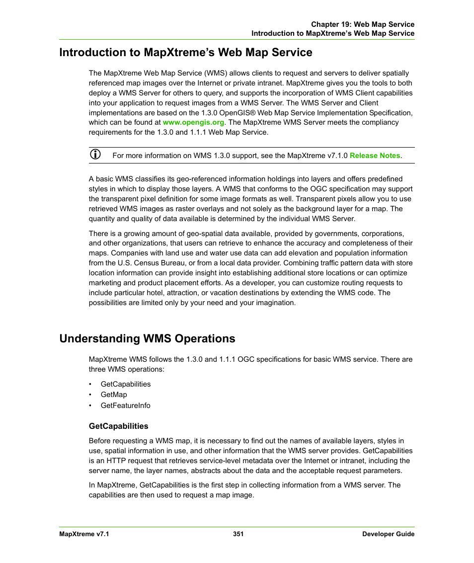 Introduction to mapxtreme’s web map service, Understanding wms operations | Pitney Bowes MapXtreme User Manual | Page 344 / 640