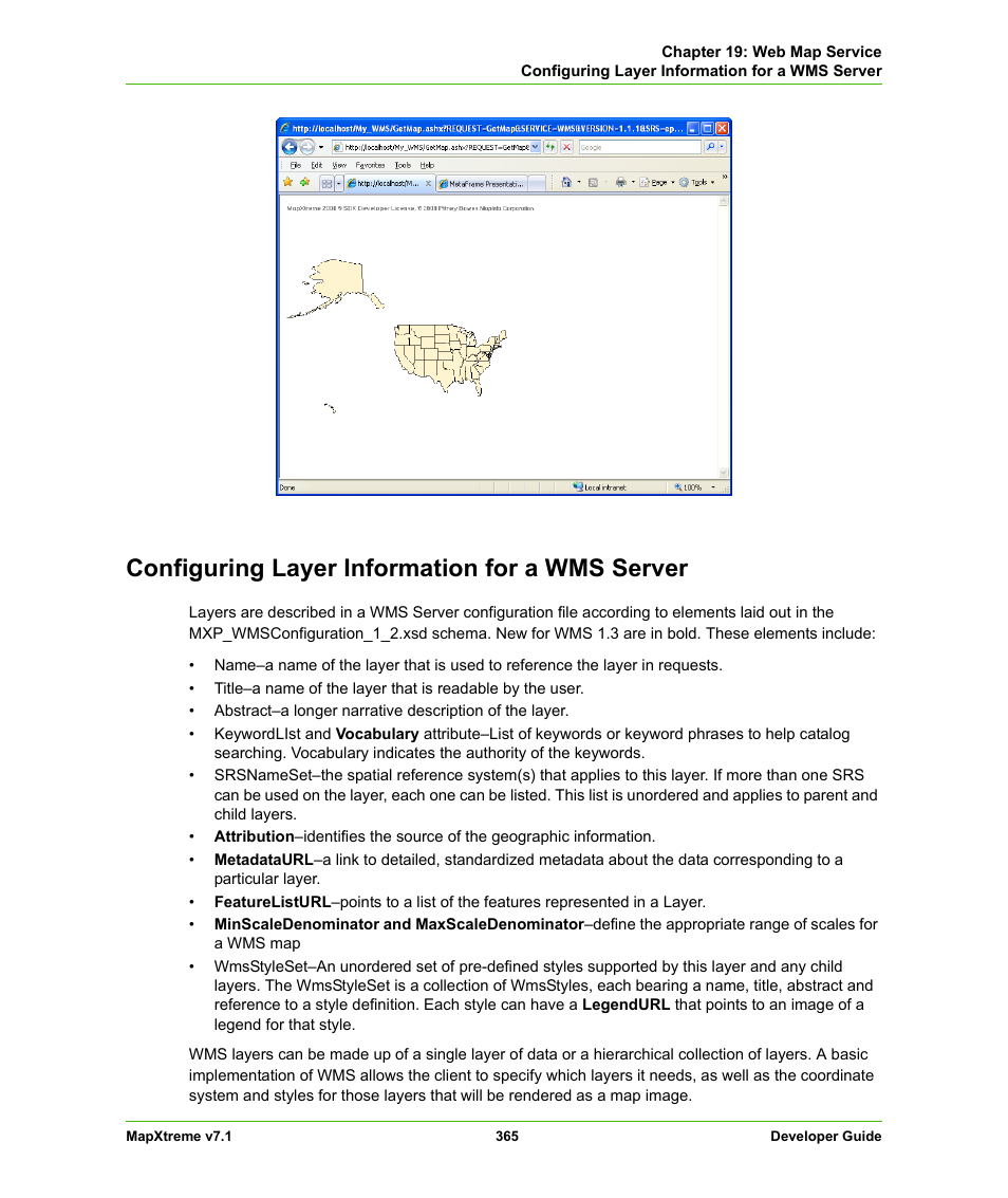 Configuring layer information for a wms server | Pitney Bowes MapXtreme User Manual | Page 358 / 640