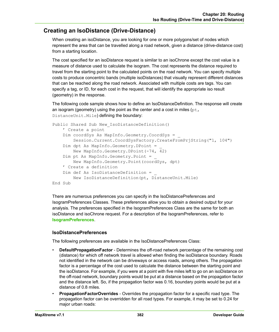 Creating an isodistance (drive-distance) | Pitney Bowes MapXtreme User Manual | Page 375 / 640
