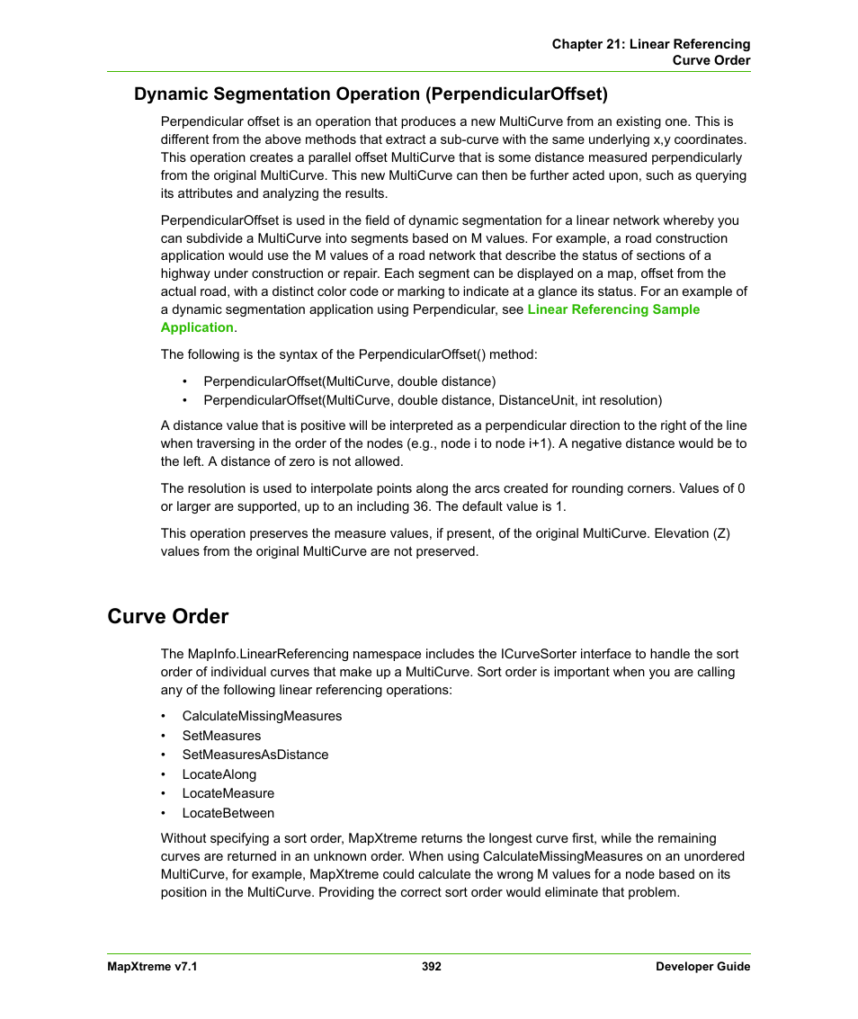 Curve order | Pitney Bowes MapXtreme User Manual | Page 385 / 640