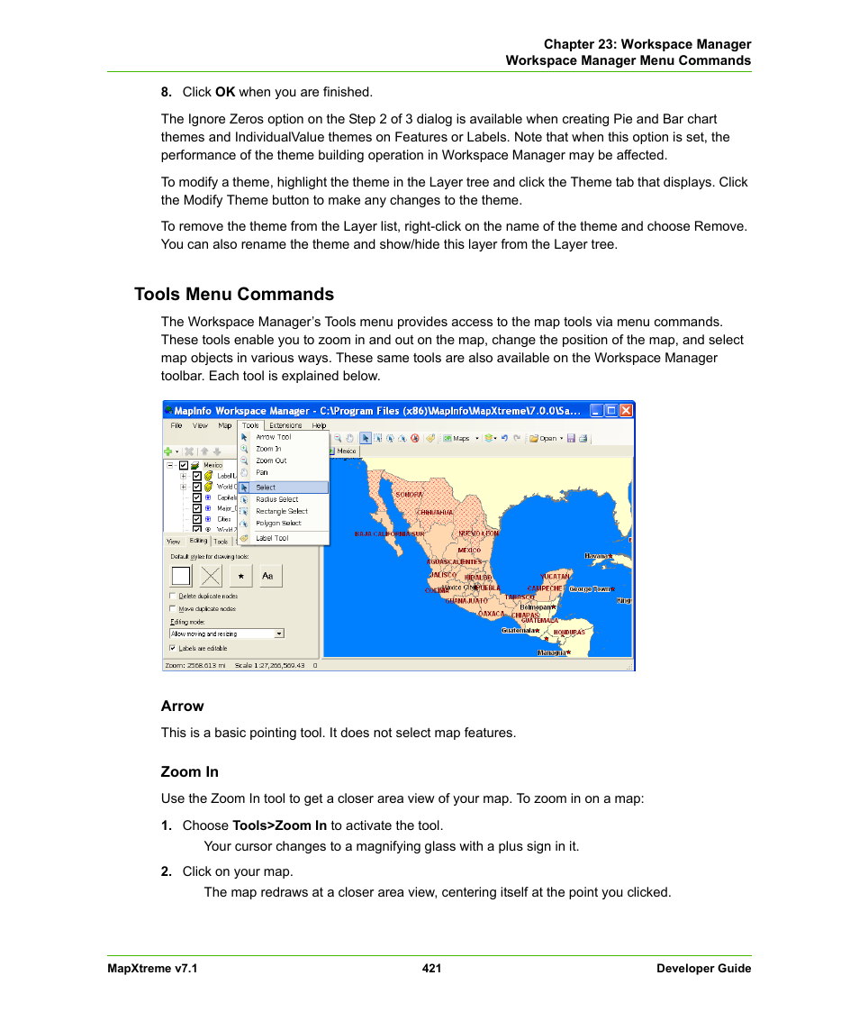 Tools menu commands | Pitney Bowes MapXtreme User Manual | Page 414 / 640