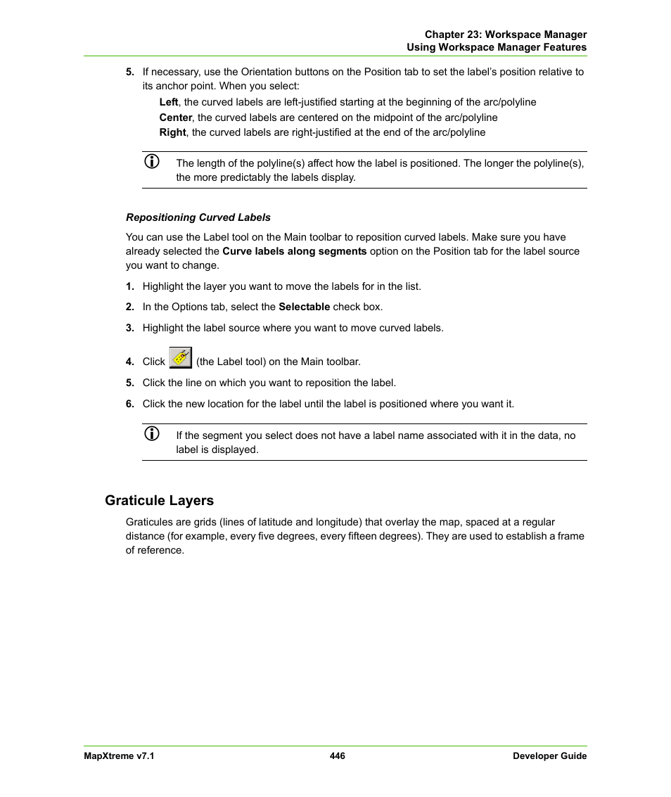 Graticule layers, Graticule, Layers | Pitney Bowes MapXtreme User Manual | Page 439 / 640