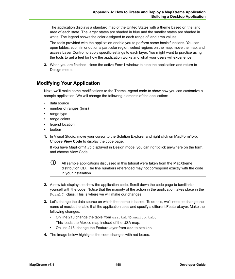 Modifying your application | Pitney Bowes MapXtreme User Manual | Page 451 / 640